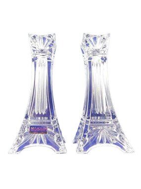 Marquis Waterford Odyssey Crystal Candlesticks Set 7" Tall Elegant Design Pair
